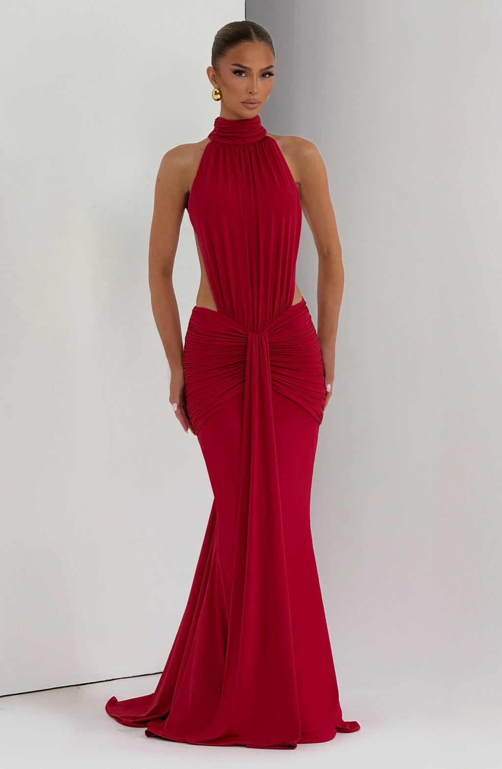 Elegant Maxi Dress for Women – Flowy Evening Gown – Red