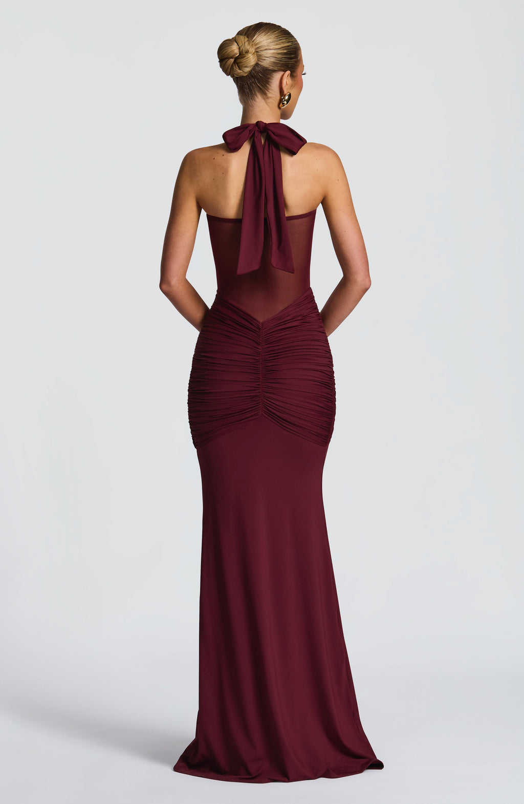 Fit and Flare Maxi Dress for Women – Flowy Evening Gown – Wine Red